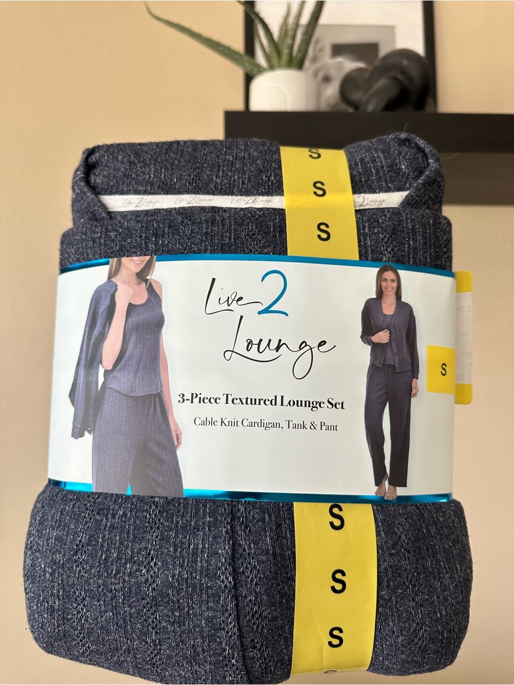 Live 2 Lounge Women's 3-Piece Textured Lounge Set - Heather Navy